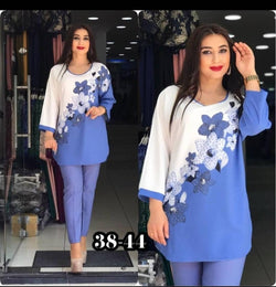 PTA 2PC PANT SET IN BLUE &WHITE - Blessed_PTA_Collections